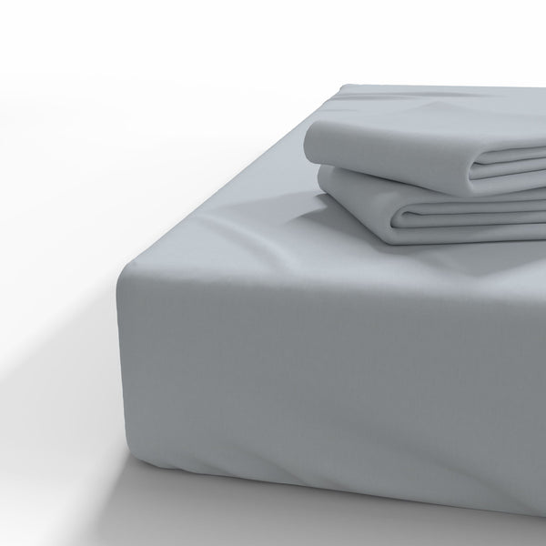 Rankų darbo medvilninė paklodė su guma | Glacier Gray