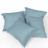 Handmade Luxurious Premium Striped Satin Cotton Duvet Cover | Stone Blue