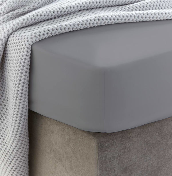 Rankų darbo medvilninė paklodė su guma | Frost Gray