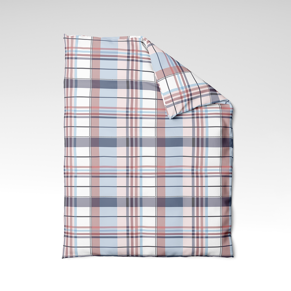 Rankų darbo medvilninis antklodės užvalkalas | Blush Tartan