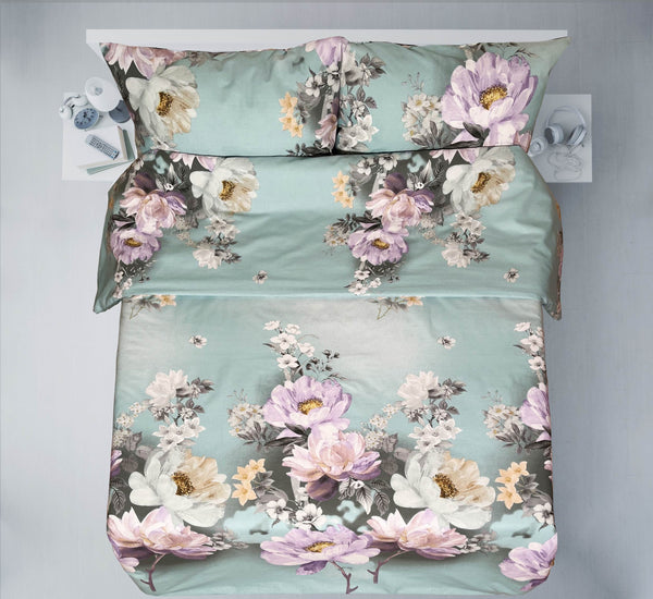 Paskutiniai vienetai rankų darbo medvilninio patalynės komplekto | Pastel Bloom