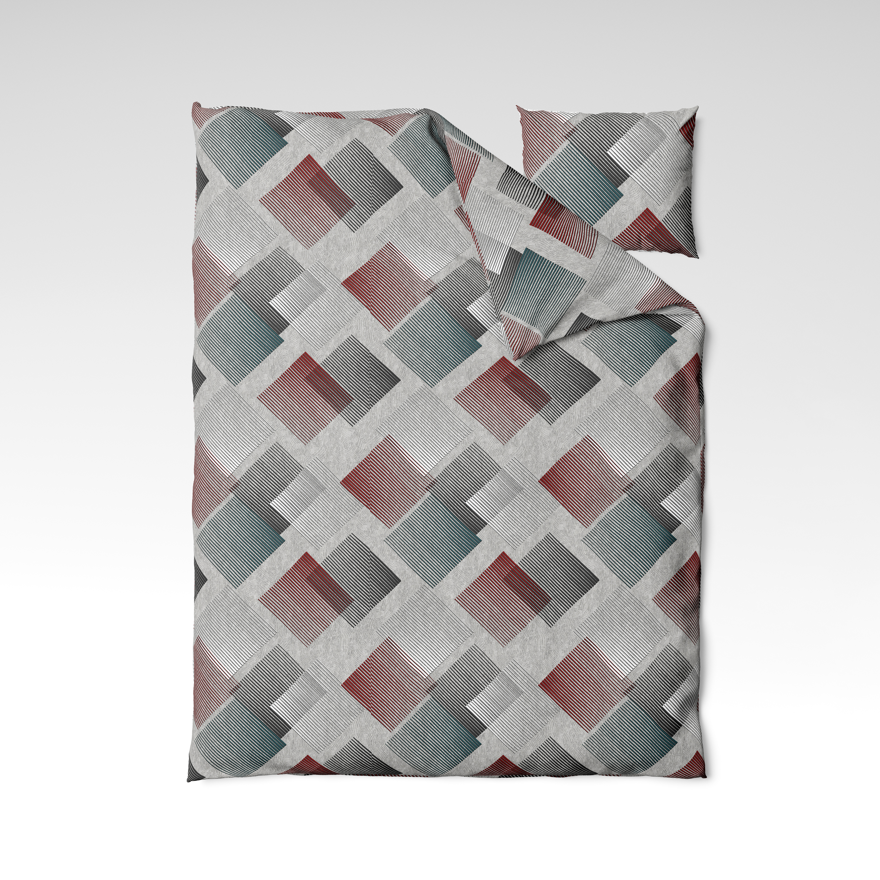 Raštuotas medvilninis audinys | Crimson Blocks