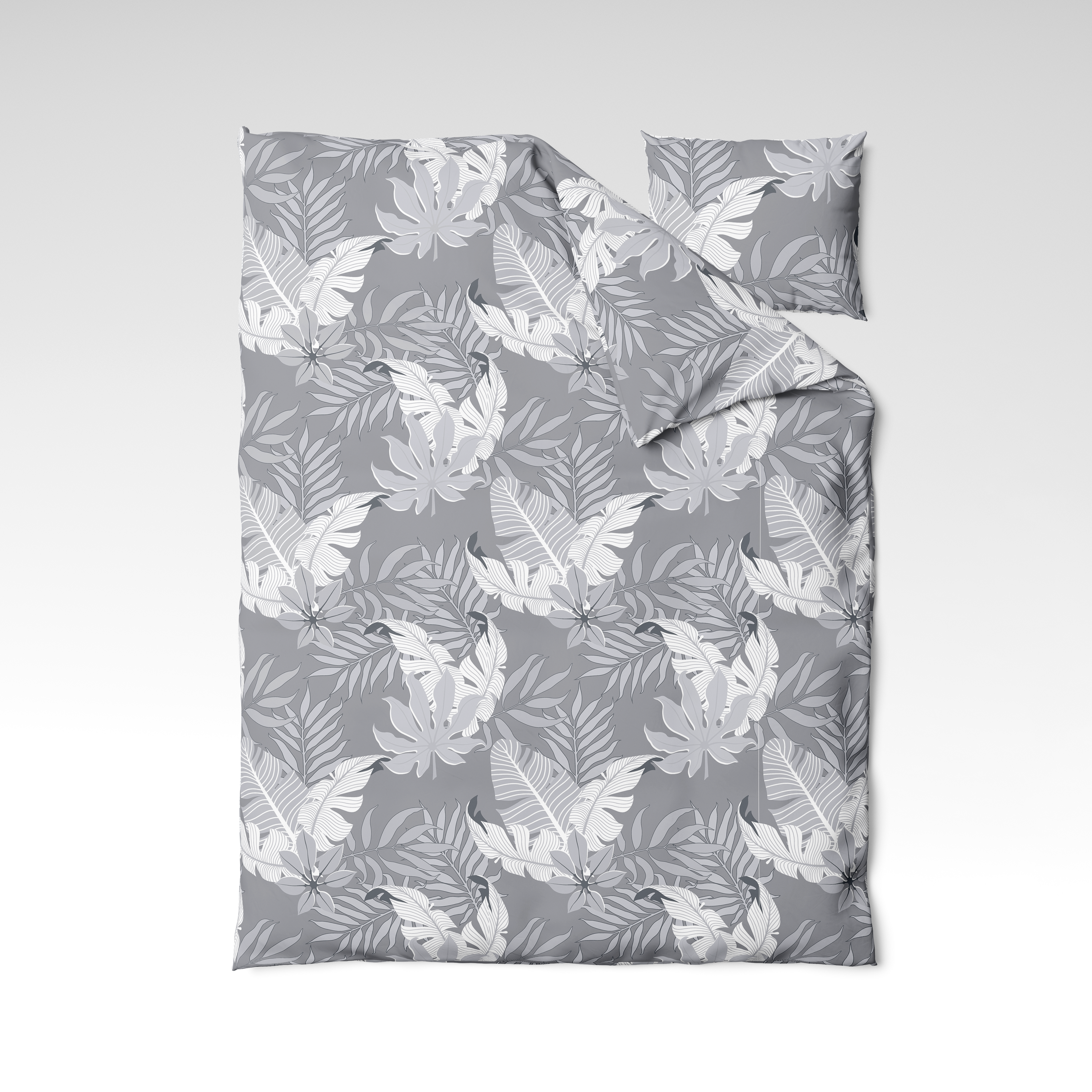 Rankų darbo medvilninis patalynės komplektas | Silver Tropics