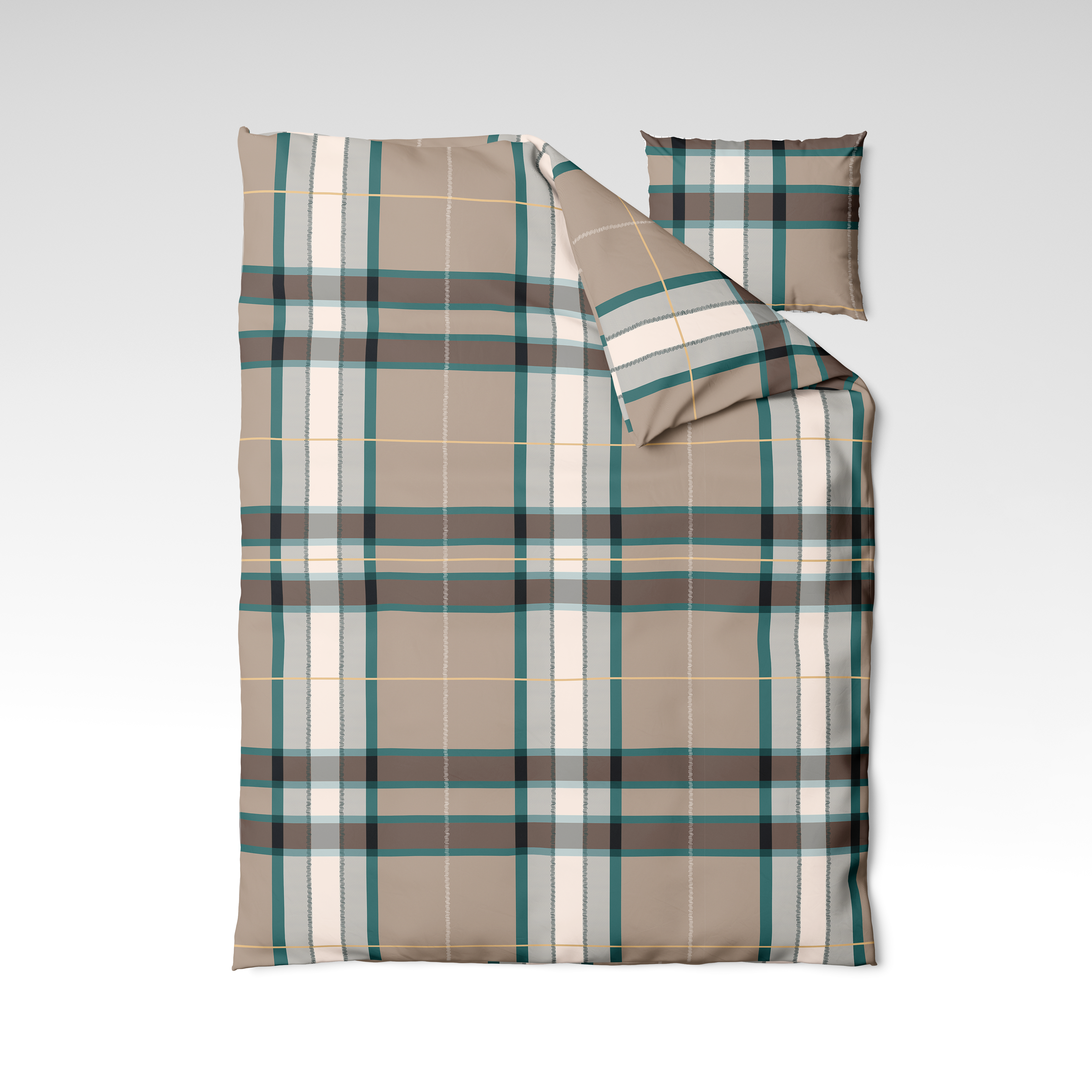 Raštuotas medvilninis audinys | Teal Check