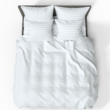 Håndlavet luksuriøst Premium stribet satin bomuld sengetøjssæt | White
