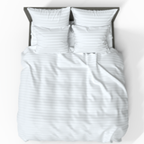 Rankų darbo prabangus Premium juostuoto satino medvilninis antklodės užvalkalas | White