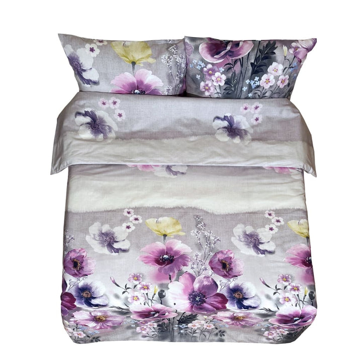 Siuvamas drobinis antklodės užvalkalas | Purpurinės gėlės -