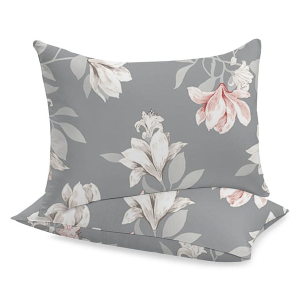 Siuvamas drobinis pagalvės užvalkalas | Pilkos gėlės -
