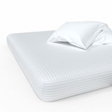 Ручной работы роскошная простыня на резинке Premium из жаккардового сатина хлопка | White