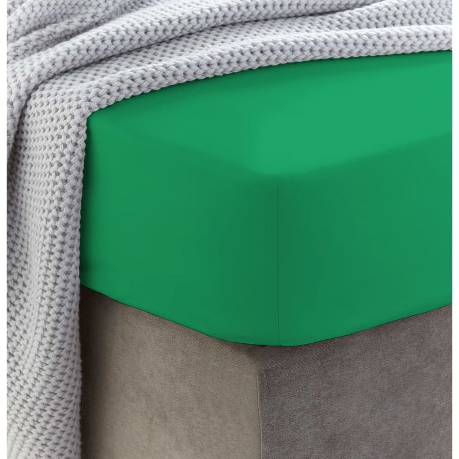 Sewn cotton fitted sheet with elastic | Kelly green - Cotton
