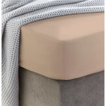 Sewn cotton fitted sheet with elastic | Tosted almond - Cotton